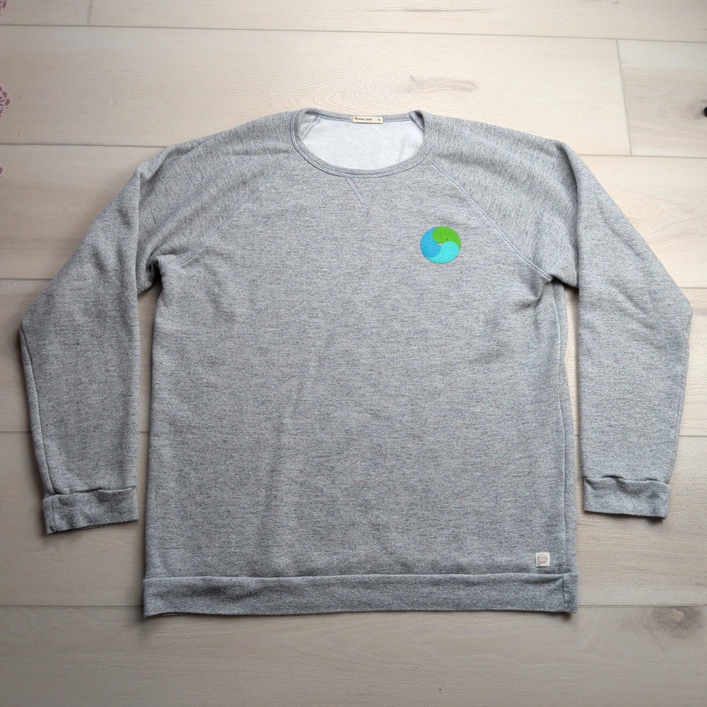 Marine Layer Sweatshirt Mens XL Heather Grey Raglan Pullover Sweater Made in USA